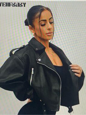 Black Leather Moto Jacket for Women
